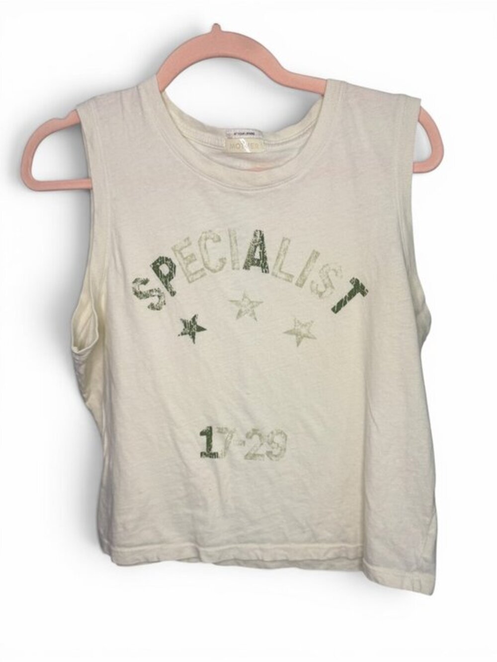 MOTHER The Strong and Silent Tank- M- Specialist- Cream/Army Green MSRP $100